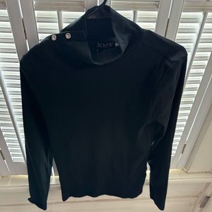 Jcrew mock turtle jewel detail black top nwt